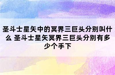 圣斗士星矢中的冥界三巨头分别叫什么 圣斗士星矢冥界三巨头分别有多少个手下